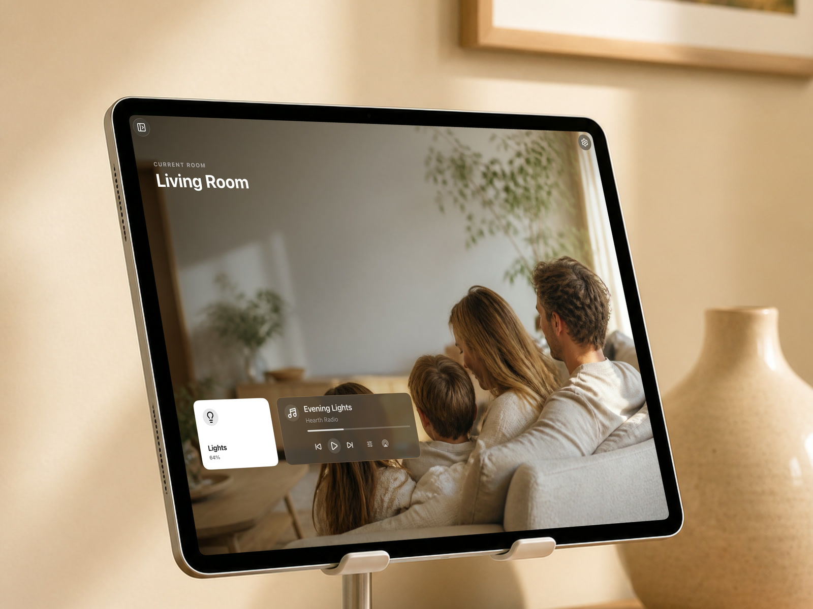 Hearth dashboard personalized with a family photo wallpaper